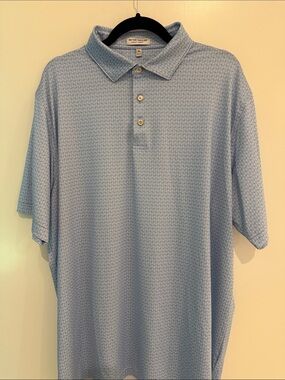 Peter Millar Light Blue Micro-Pattern Polo Shirt